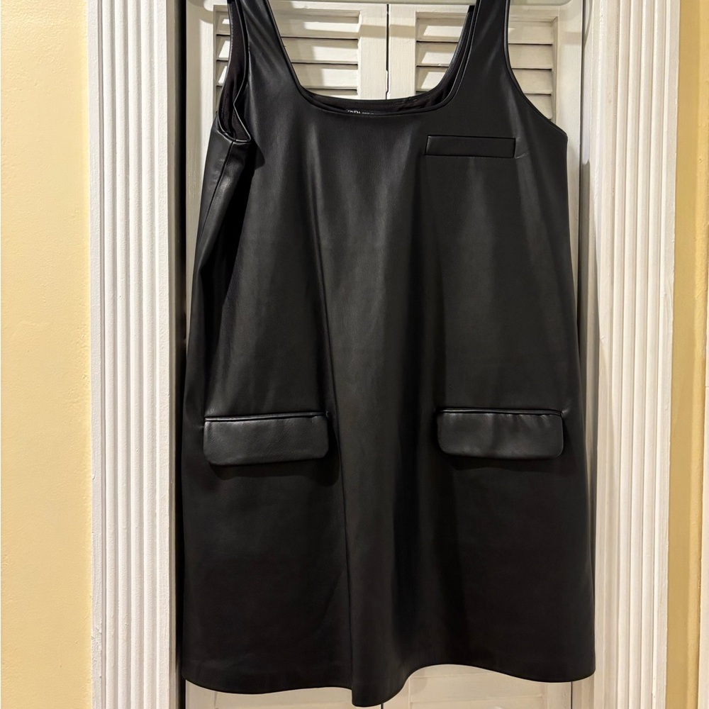 Zara Black Faux Leather Mini Dress
